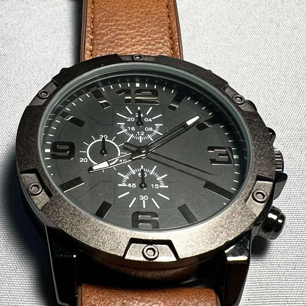 Men's Folio‎ Gunmetal Tone Round Analog Wrist Watch